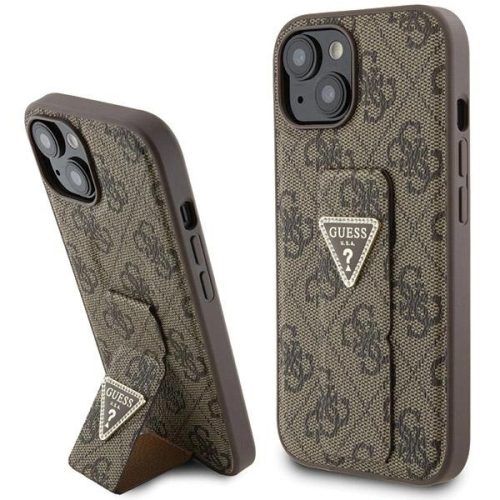 Guess GUHCP15SPGS4TDW Grip Stand 4G Triangle Strass iPhone 15 6.1", barna