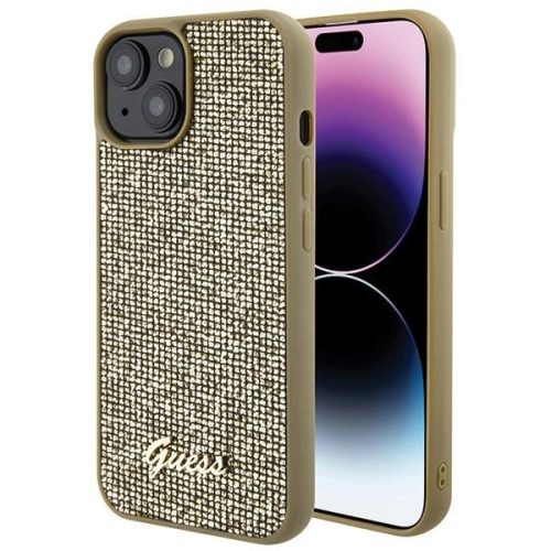 Guess Disco Metal Script hátlap, tok iPhone 15, arany