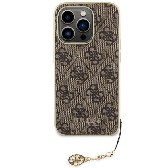 Guess iPhone 15 Pro Max Charms Collection (GUHCP15XGF4GBR) hátlap, tok, barna