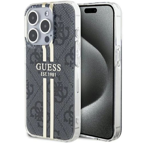 Guess IML 4G Gold Stripe hátlap, tok iPhone 15 Pro Max, fekete