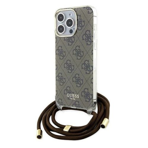 Guess Crossbody Cord 4G Print hátlap, tok iPhone 15 Pro Max, barna