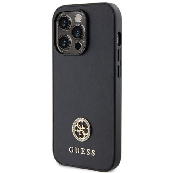 Guess iPhone 15 Pro Max Strass Metal Logo (GUHCP15XPS4DGPK) hátlap, tok, fekete