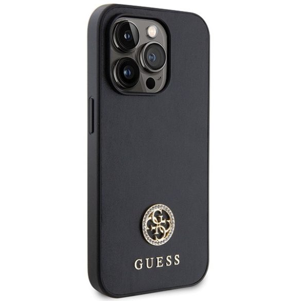 Guess iPhone 15 Pro Max Strass Metal Logo (GUHCP15XPS4DGPK) hátlap, tok, fekete