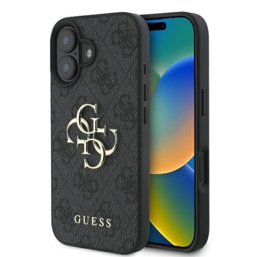 Guess GUHCP16L4GMGGR iPhone 16 Pro 6.3" fekete/barna keménytok 4G nagy logóval