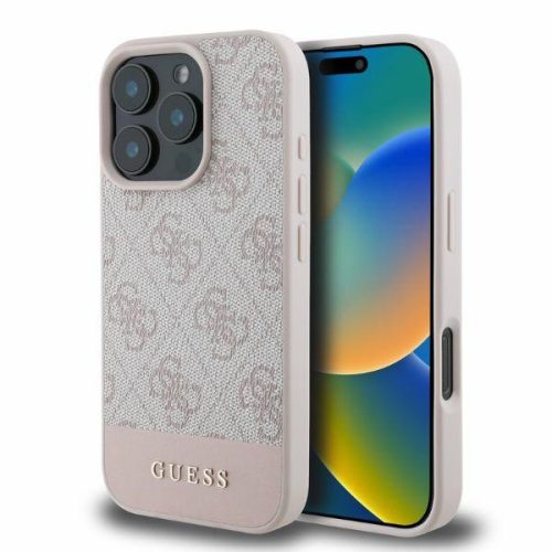 Guess GUHCP16LG4GLPI iPhone 16 Pro 6.3" różowy/rózsaszín keménytok 4G Bottom Stripe