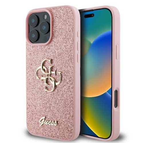 Guess GUHCP16LHG4SGP iPhone 16 Pro 6.3" różowy/rózsaszín keménytok Fixed Glitter Big 4G