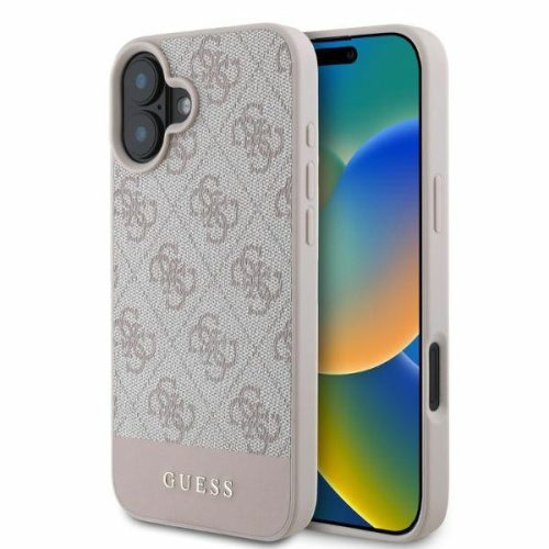 Guess GUHCP16SG4GLPI iPhone 16 6.1" różowy/rózsaszín keménytok 4G Bottom Stripe