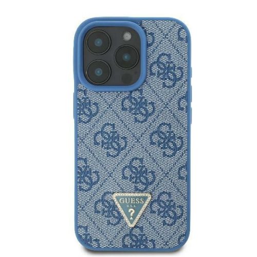 Guess GUHCP16SP4TDPB iPhone 16 6.1" niebieski/kék keménytok bőr 4G háromszög Strass MagSafe