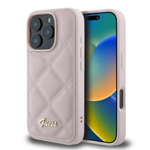 Guess PU Leather Quilted GUHCP16XPSQQSQSP iPhone 16 Pro Max 6.9" hátlap, tok, rózsaszín