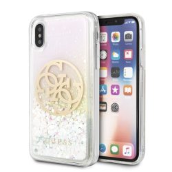   Guess iPhone X/Xs Liquid Glitter Cricle (GUHCPXLGIRGP) hátlap, tok, fehér