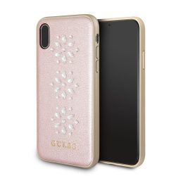   Guess iPhone X/Xs Studs and Sparlkes Snow Flakes (GUHCPXSTUPI) hátlap, tok, rózsaszín