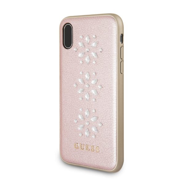 Guess iPhone X/Xs Studs and Sparlkes Snow Flakes (GUHCPXSTUPI) hátlap, tok, rózsaszín