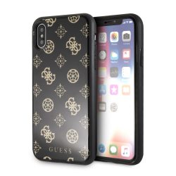   Guess iPhone X/Xs Layer Glitter Peony (GUHCPXTGGPBK) hátlap, tok, fekete