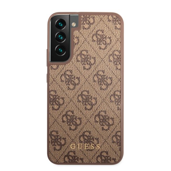 Guess Samsung Galaxy S22 Plus 4G Metal Gold Logo (GUHCS22MG4GFBR) hátlap, tok, barna