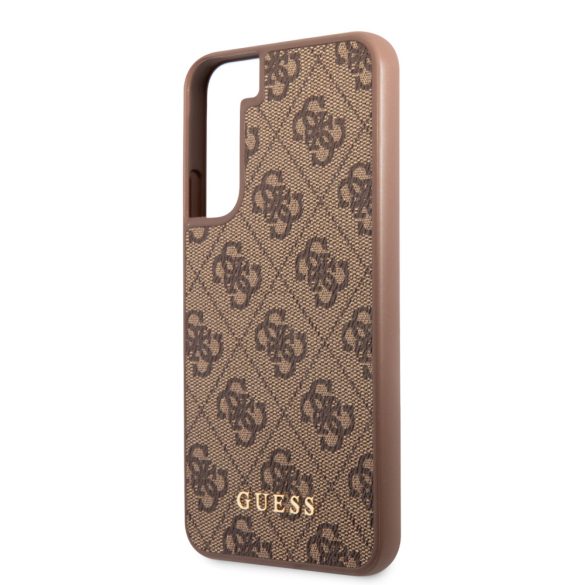 Guess Samsung Galaxy S22 Plus 4G Metal Gold Logo (GUHCS22MG4GFBR) hátlap, tok, barna