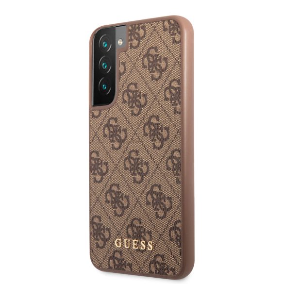 Guess Samsung Galaxy S22 4G Metal Gold Logo (GUHCS22SG4GFBR) hátlap, tok, barna