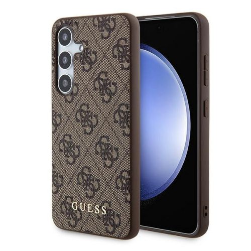 Guess GUHCS24SG4GFBR 4G Metal Gold Logo Samsung Galaxy S24 hátlap, tok, barna