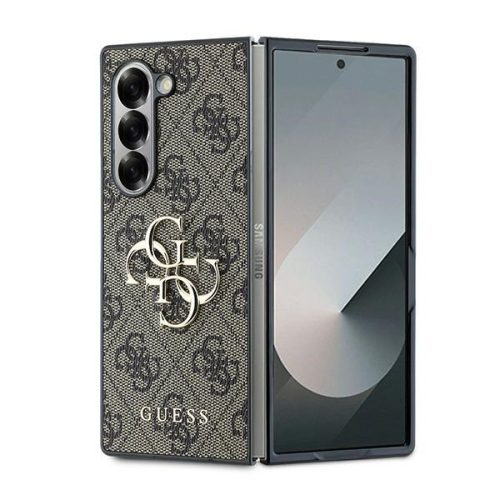 Guess GUHCZFD64GMGBR 4G Metal Logo Samsung Z Fold 6 F956, bőr tok, barna