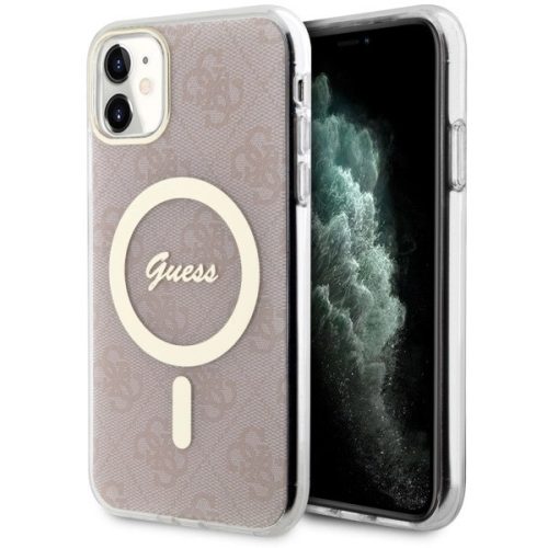 Guess GUHMN61H4STP iPhone 11 6.1" hátlap, tok 4G MagSafe, rózsaszín