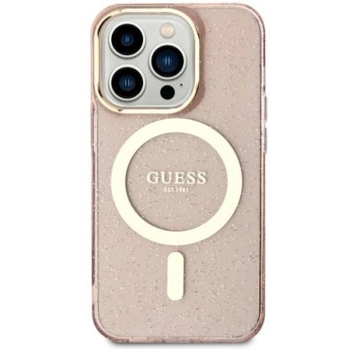 Guess GUHMN61HCMCGP iPhone 11/Xr 6.1" hátlap, tok Glitter Gold MagSafe, rózsaszín