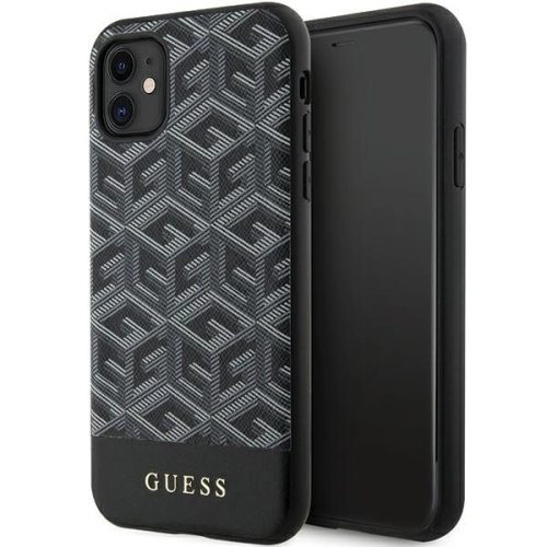 Guess GUHMN61HGCFFSEK Gcube MagSafe iPhone 11/Xr 6.1", hátlap, tok, fekete