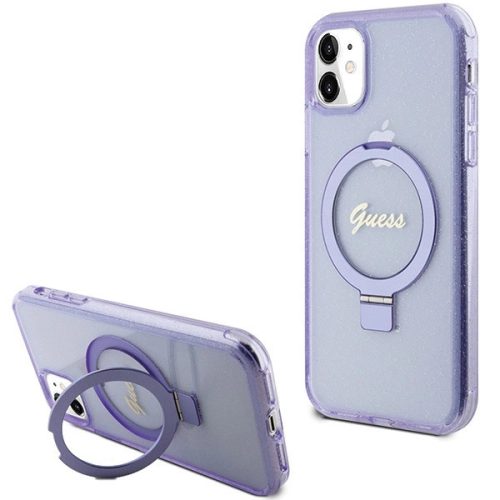 Guess GUHMN61HRSGSU Script Glitter MagSafe iPhone 11/Xr 6.1", lila /, hátlap, tok, lila