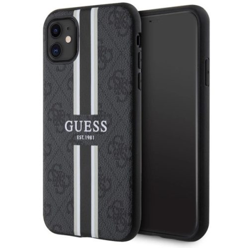 Guess GUHMN61P4RPSK iPhone 11/Xr hátlap, tok 4G Printed Stripes MagSafe, fekete