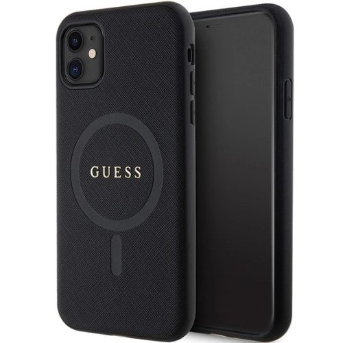 Guess GUHMN61PSAHMCK hátlap, tok iPhone 11/Xr Saffiano MagSafe, fekete