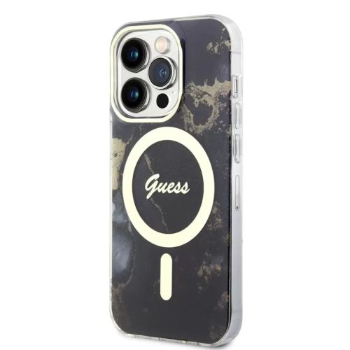 Guess iPhone 13 Pro Marble IML MagSafe (GUHMP13LHTMRSK) MagSafe hátlap, tok, fekete