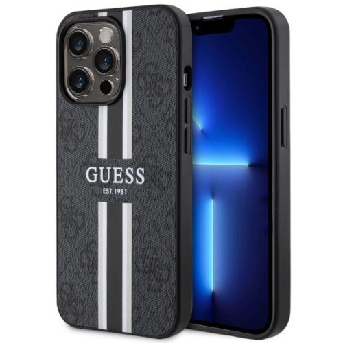 Guess GUHMP13LP4RPSK iPhone 13 Pro/13 6.1" hátlap, tok 4G Printed Stripes MagSafe, fekete