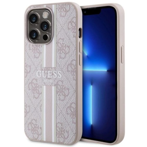 Guess GUHMP13LP4RPSP iPhone 13 Pro/13 6.1" hátlap, tok 4G Printed Stripes MagSafe, rózsaszín