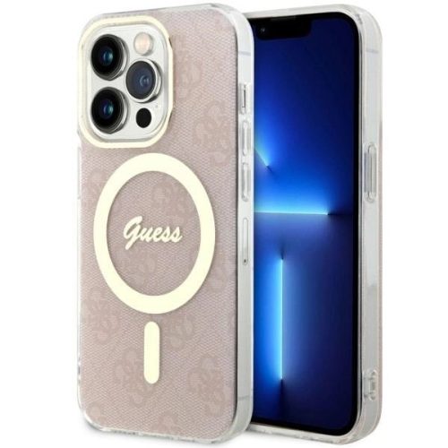 Guess GUHMP14LH4STP iPhone 14 Pro 6.1" hátlap, tok 4G MagSafe, rózsaszín