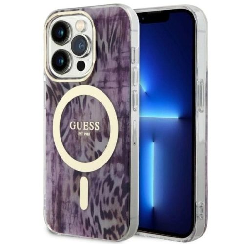 Guess GUHMP14LHLEOPWWP Leopard MagSafe iPhone 14 Pro 6.1" tok, rózsaszín