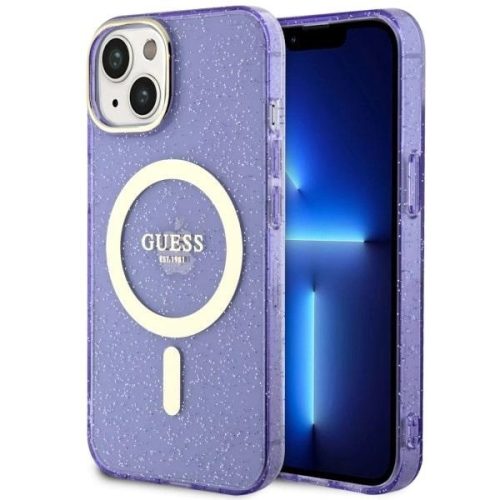 Guess GUHMP14MHCMCGU iPhone 14 Plus 6.7" hátlap, tok Glitter Gold MagSafe, lila