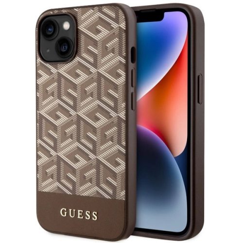 Guess GUHMP14MHGCFSEW iPhone 14 Plus 6.7" hátlap, tok GCube Stripes MagSafe, barna