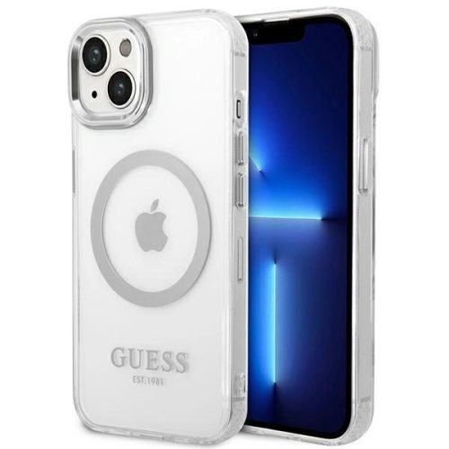 Guess GUHMP14MHTRMS iPhone 14 Plus 6.7" hátlap, tok Metal Outline Magsafe, ezüst