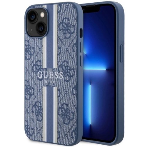 Guess GUHMP14MP4RPSB iPhone 14 Plus 6.7" hátlap, tok 4G Printed Stripes MagSafe, kék