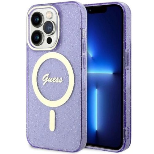 Guess GUHMP14XHCMCGU iPhone 14 Pro Max 6.7" hátlap, tok Glitter Gold MagSafe, lila