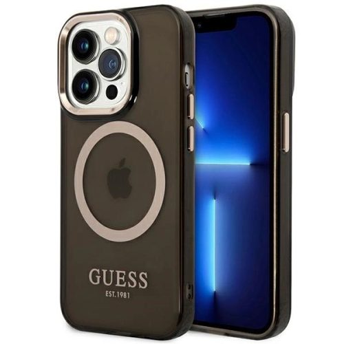 Guess GUHMP14XHTCMK iPhone 14 Pro Max 6.7" hátlap, tok Gold Outline Translucent MagSafe, fekete