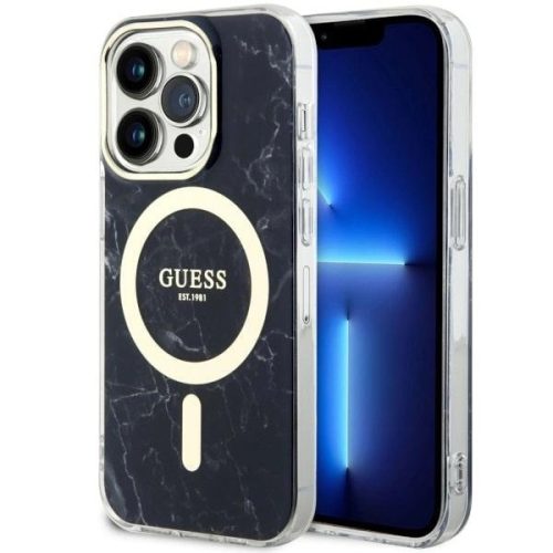 Guess GUHMP14XPCUMAK iPhone 14 Pro Max 6.7" hátlap, tok Marble MagSafe, fekete