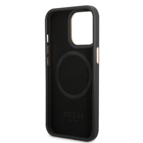 Guess iPhone 14 Pro Max 4G Logo Plate MagSafe (GUHMP14XU4GPRK) hátlap, tok, fekete