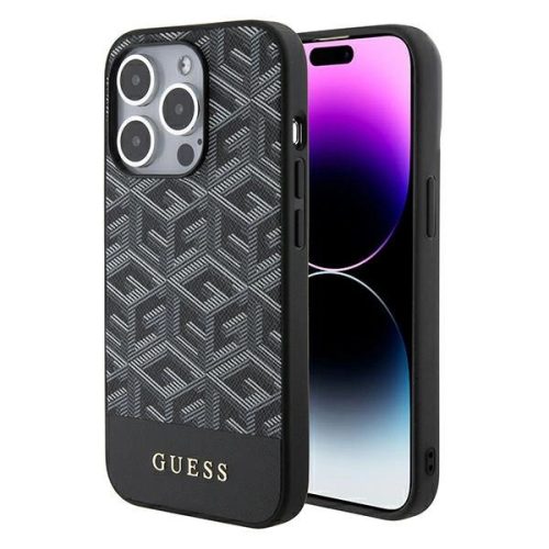 Guess GCube Stripes MagSafe hátlap, tok iPhone 15 Pro, fekete