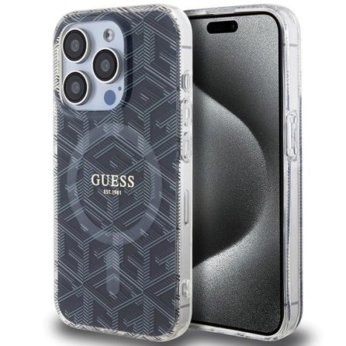 Guess IML GCube MagSafe hátlap, tok iPhone 15 Pro, fekete