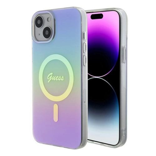 Guess IML Iridescent MagSafe hátlap, tok iPhone 15 Plus, lila