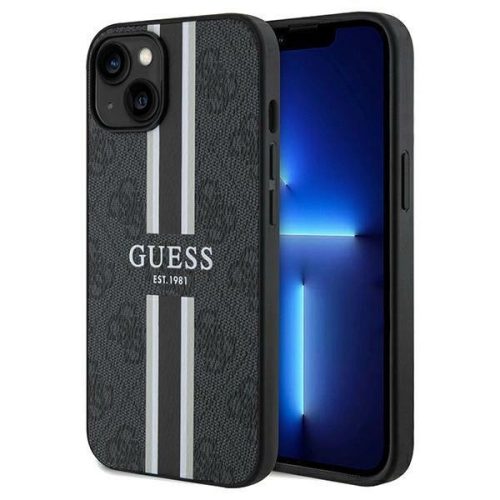 Guess 4G Printed Stripes MagSafe hátlap, tok iPhone 15/14/13, fekete