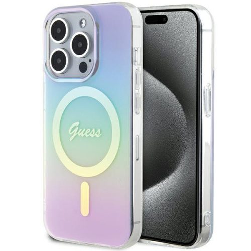 Guess GUHMP15XHITSU IML Iridescent MagSafe iPhone 15 Pro Max 6.7", hátlap, tok, lila