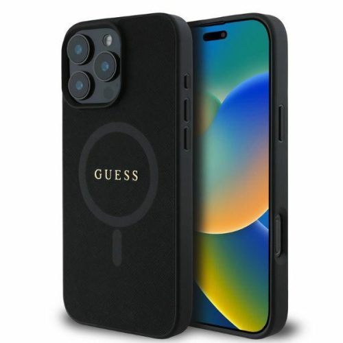 Guess hátlap, tok iPhone 16 Pro MagSafe GUHMP16LPSAHMCK (PU Saffiano Classic Logo), fekete