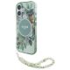 Guess iPhone 16 Plus Magsafe IML Flowers With Pearl Strap (GUHMP16MHFWBRCESN) MagSafe hátlap, tok, zöld