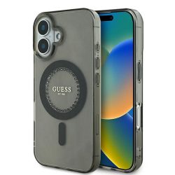   Guess iPhone 16 Plus Magsafe IML Rhinestones (GUHMP16MPFTDTEK) Magsafe kompatibilis hátlap, tok, fekete