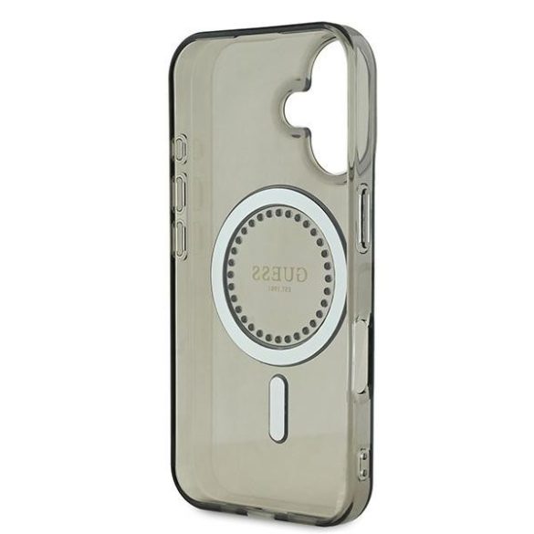 Guess iPhone 16 Plus Magsafe IML Rhinestones (GUHMP16MPFTDTEK) Magsafe kompatibilis hátlap, tok, fekete